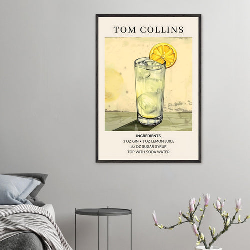 Artfulprints Poster Tom Collins cocktail - Ingrediënten   - 30x40 cm - Groen