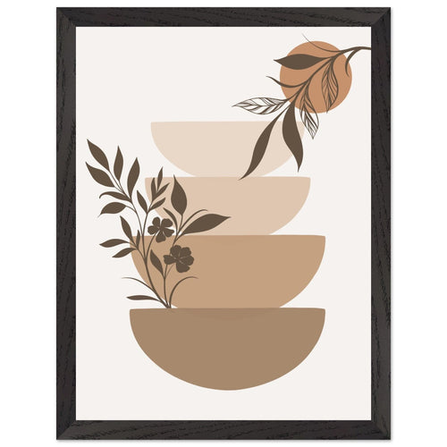 Artfulprints Poster met Lijst Boho – Botanical stack   - 30x40 cm - Bruin