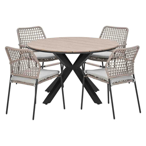 Garden Impressions Tuinset Natas sand 5-delig - Tulli tuintafel Ø122 cm