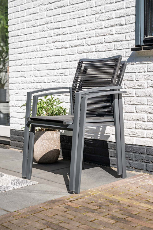 Garden Impressions Cosmo tuinstoelen set van 4 – carbon black / rope dark grey