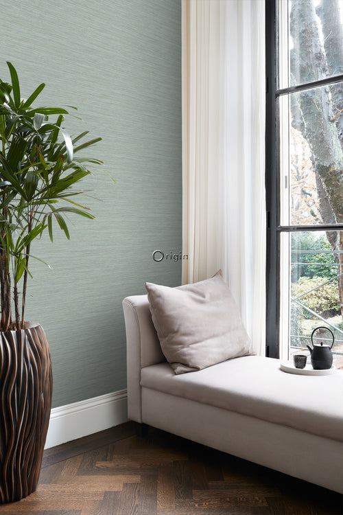 Origin Wallcoverings behang geweven structuur celadon groen - 0,53 x 10,05 m - 347654 - vtwonen shop