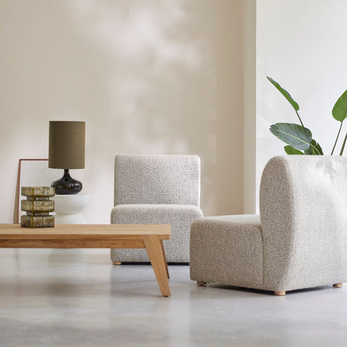 Tikamoon Modulaire 2-zitsbank Swann van massief acacia en grijze stof - Grijs