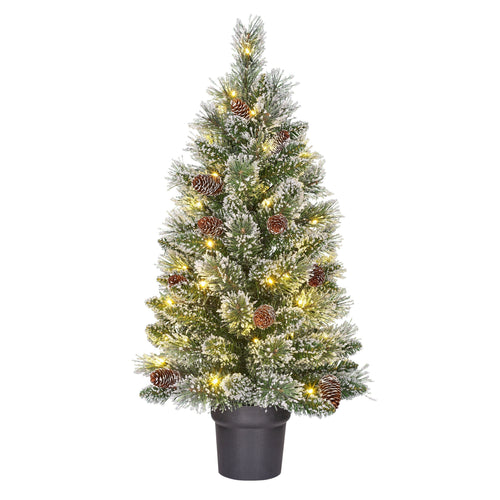 Black Box Trees Vandans kerstboom potted led groen frosted 40L TIPS 96 battery operated - h90xd48cm