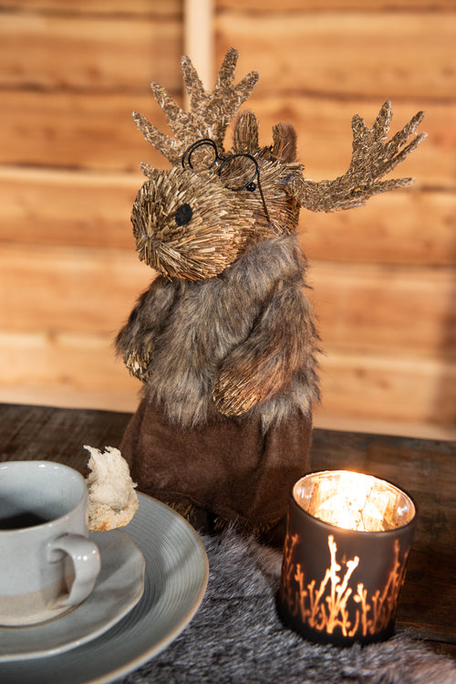 J-Line figuur Eland Staand - textiel - bruin - small - 2 stuks