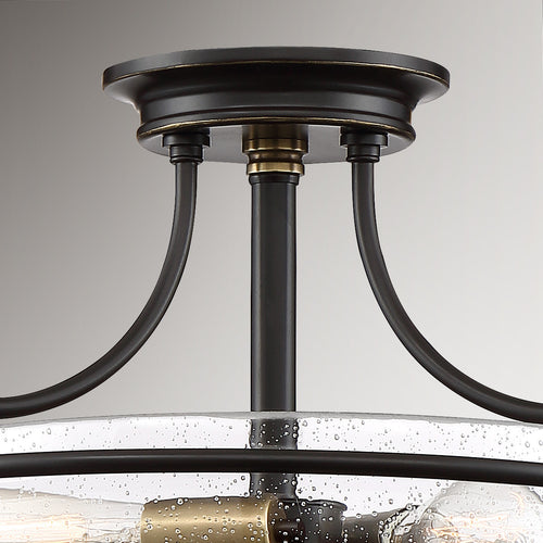 Elstead Quoizel Griffin Bowl Semi Flush Plafondlamp Palladiaans brons met verweerde messing accenten