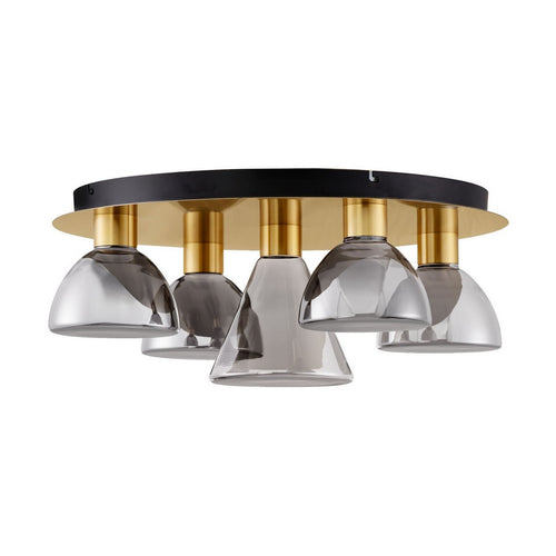 Nova Luce VOI Plafondlamp met lampenkap in rookgrijs, messingkleurig, goudkleurig, Triac dimbaar, LED, 40W, 1200lm, 3000K