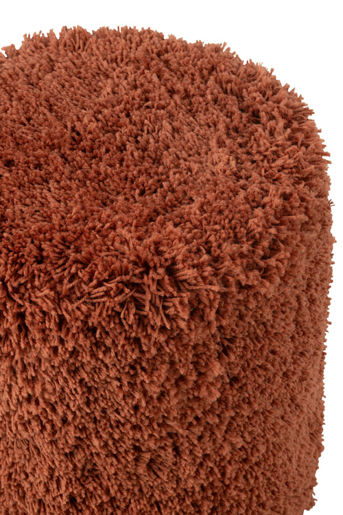 J-Line poef Cylinder Pluizig - polyester - koper - vtwonen shop