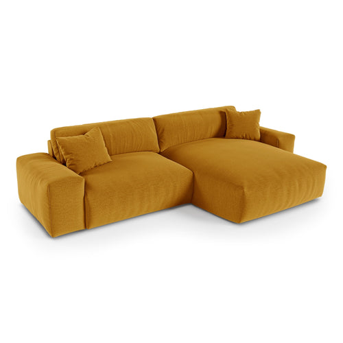 Premium Interiors - Rechthoekige hoekbank CHEER - zacht aanvoelende geweven stof  mosterd 312cm