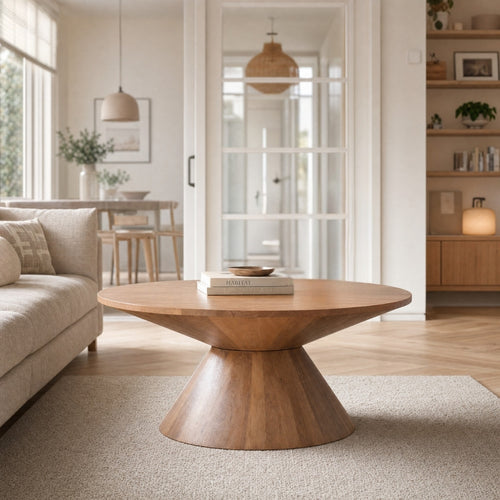 Giga Meubel Salontafel Sep - Rond - Mangohout - 90cm