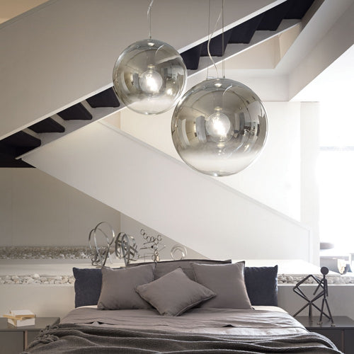 Ideal Lux Mapa - 1 Light Globe Ceiling Hanglamp met Chrome Shade