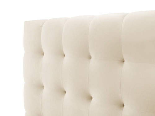 Cosmopolitan Design Opbergbed met dubbel hoofdbord Bali 200x200cm, flueel, lichtbeige - 230x350x100cm
