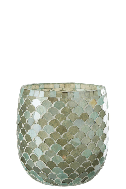 J-Line windlicht Mozaiek - glas - aqua - large