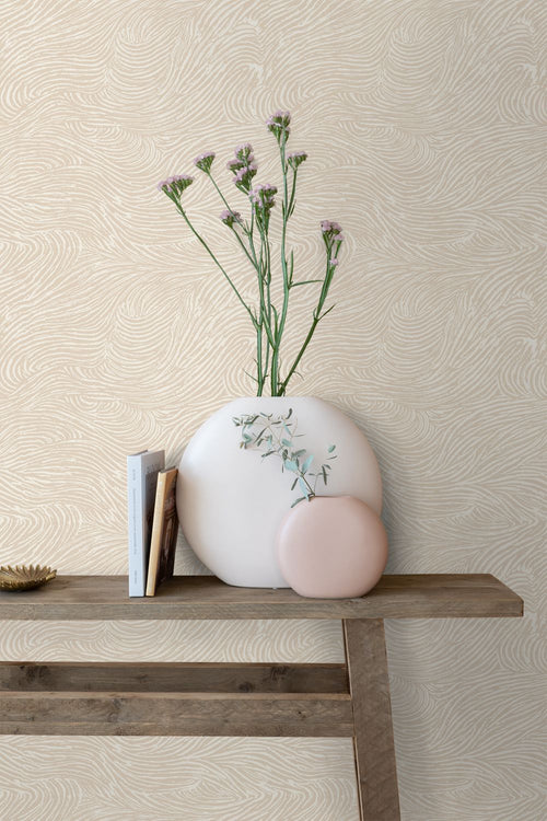 ESTAhome behang 3d golvende lijnen lichtbeige - 53 cm x 10.05 m - 139660