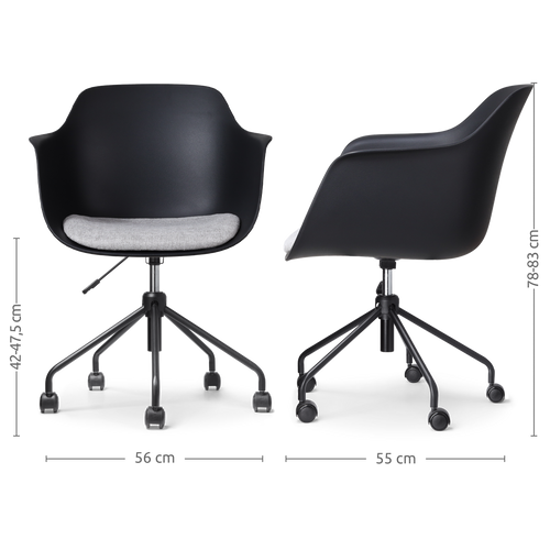 Nolon Nout-Liz Bureaustoel Zwart - Lichtgrijs Kussen - Zwart Onderstel - vtwonen shop