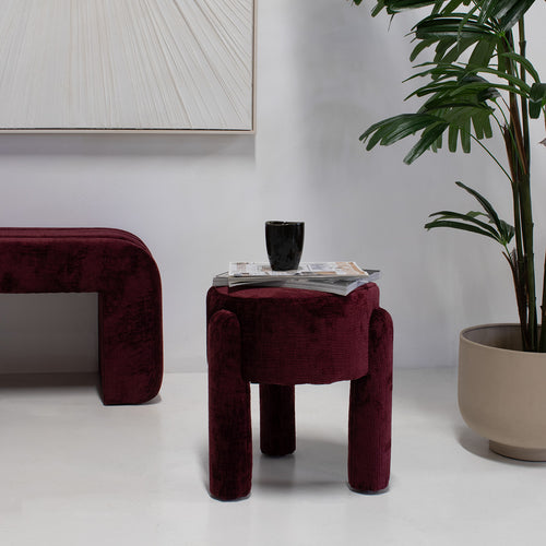 Giga Meubel Poef Yara - Stof - Burgundy - 44x44x42cm - vtwonen shop