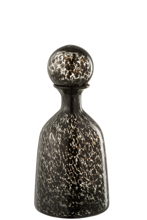 J-Line decoratie Fles + Stop Stip Laag - glas - zwart - small