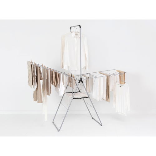 Brabantia HangOn droogrek, 25 meter met stang - Metallic Grey