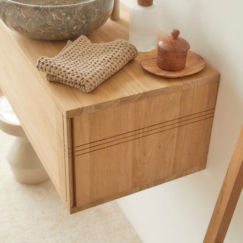Tikamoon Massief teakhouten wastafelmeubel 80 cm - Naturel - vtwonen shop