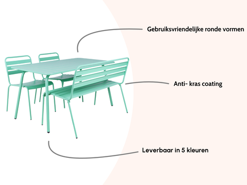 MaximaVida metalen tuinset Max cactus 150 cm – 1 tafel met 2 stoelen en 1 bank - vtwonen shop