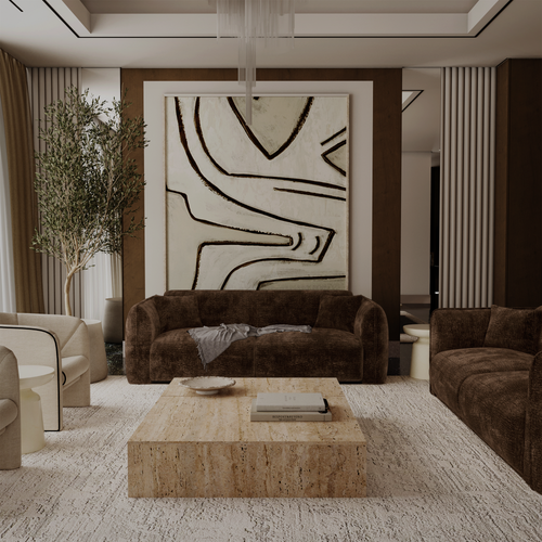 Premium Interiors - Bank LUSH - fluweel met motieven espresso-bruin 205cm