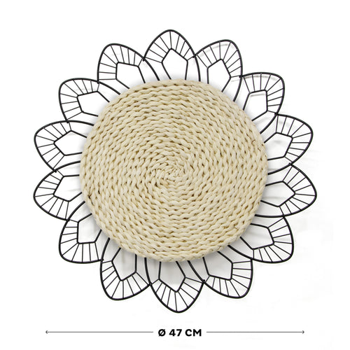 Art for the Home Metal Art - Bloem met rotan - diameter 47cm - vtwonen shop