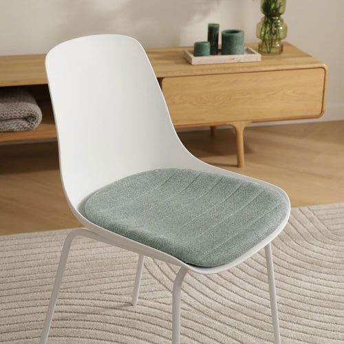 Nolon Nora-Liv Eetkamerstoel Wit - Zacht Groen Kussen - Witte Poten - vtwonen shop