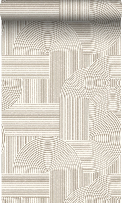 Origin Wallcoverings behang grafisch 3D motief warm grijs - 53 cm x 10.05 m - 348014 - vtwonen shop