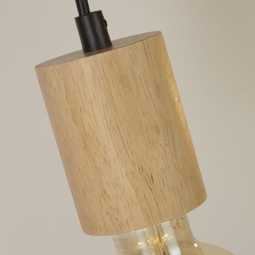 Spinny Plafondhanger met 5 lichtbalken - hout en zwart metaal
