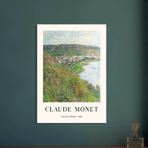 Artfulprints Poster met Lijst Claude Monet - View of Vétheuil   - 50x70 cm - Groen