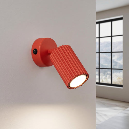 Sollux Lighting Wandlamp KARBON rood met schakelaar - 8x16x16cm