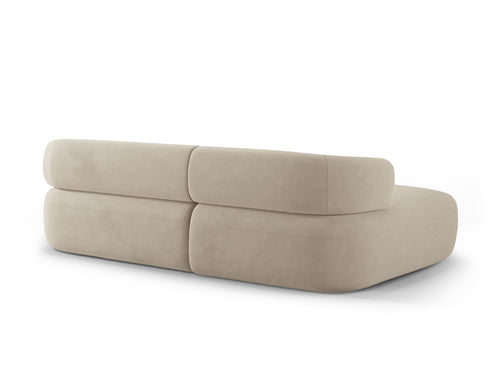 Micadoni linker hoekbank Jenny 5-zits, flueel beige - 145x225x73cm