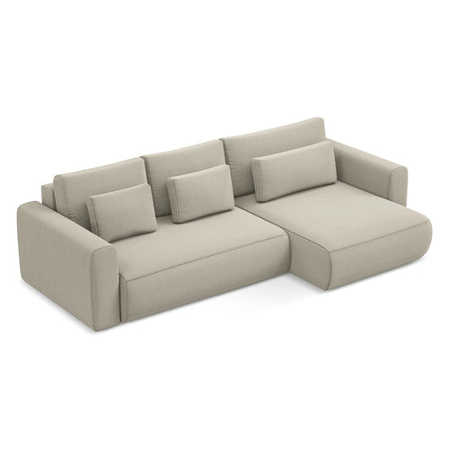 LaMiaSofa hoekbank rechts Perugia - velours - parel - 278x149x82