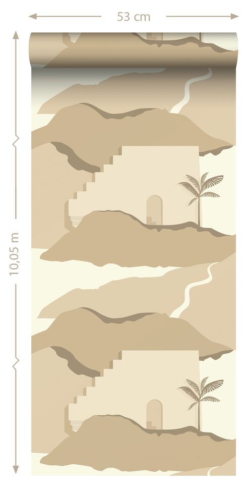 ESTAhome behang mediterrane huisjes beige - 50 x 900 cm - 139624 - vtwonen shop