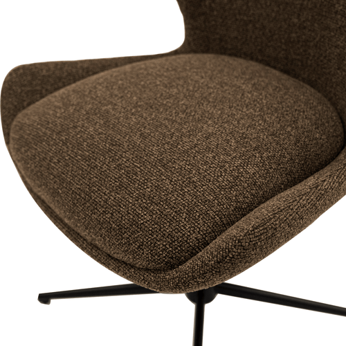Furnhouse eetkamerstoel Nicklas - Donkerbruin - Stof (Bouclé) - Set van 6