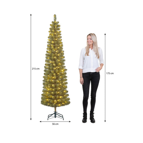 Black Box Trees Charlton Smalle Kerstboom met Timer en Dimfunctie - Kerstversiering voor Binnen tijdens de Feestdagen - Kunstboom met