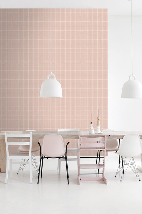 ESTAhome behang kleine tegeltjes licht roze - 50 x 900 cm - 131794