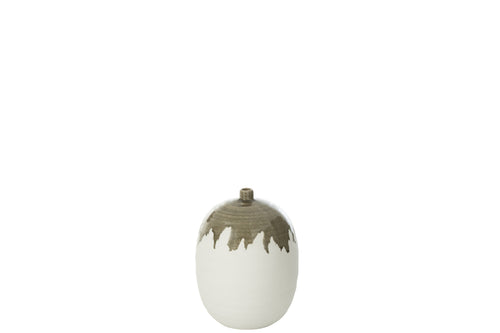 J-Line vaas Olea Fles - olijfgroen/wit - small - Ø 23 cm