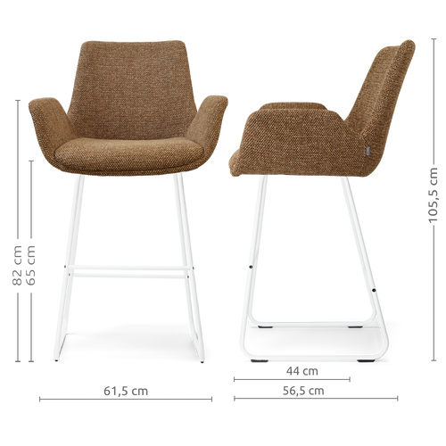 Nolon Nino-Eef barkruk bruin blend - wit onderstel - 65 cm