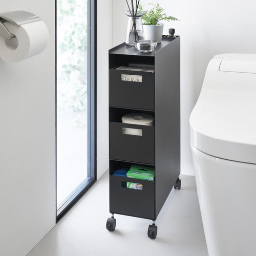 Yamazaki Tower Opbergmanden op wielen 3-laags - Zwart - vtwonen shop