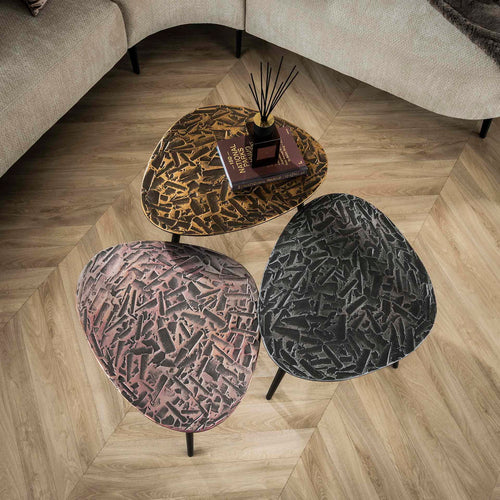 Giga Meubel Salontafel Patina - Multi Metaal - Set van 3 - 60x48x43cm - vtwonen shop