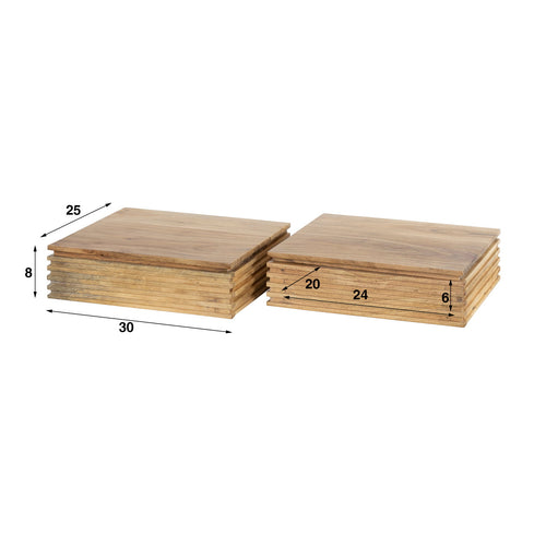 Giga Meubel Nachtkastje Layer XS - Naturel - Set van 2 - 30x25x8cm