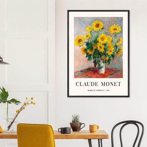 Artfulprints Poster met Lijst Claude Monet - Bouquet of sunflowers   - 50x70 cm - Geel