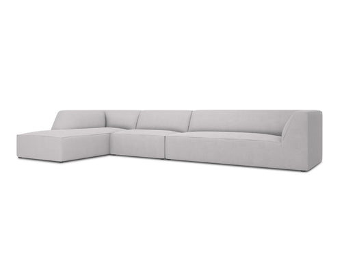 Micadoni linker hoekbank Ruby 5-zits, structurele stof, lichtgrijs - 180x366x69cm