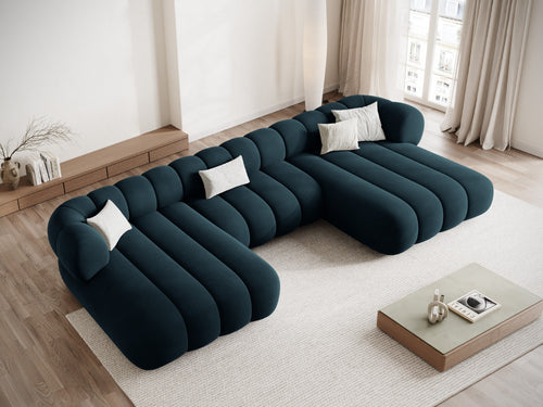 Cosmopolitan Design Panoramische bank Koge 6-zits, flueel diepe olie - 165x348x70cm
