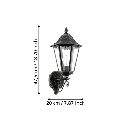 EGLO wandlamp buiten Navedo - e27 - 20 cm - zwart
