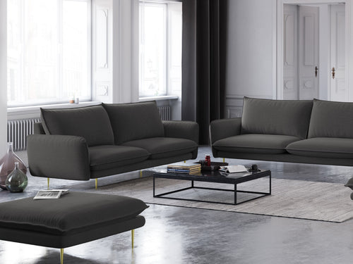Cosmopolitan Design Poef Vienna structurele stof, donkergrijs - 73x93x43cm