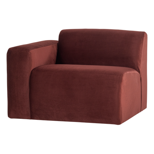 WOOOD 1-zits bank arm links Mojo Base - Velvet - Kastanjebruin - 74x105x97