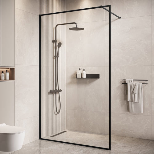 Badplaats Douchewand Georgia 100 x 200 cm – Zwart – Inloopdouche 8 mm Veiligheidsglas