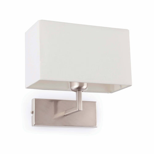Faro Roda - 1 Lichts Binnen Wandlamp Wit, Satijn Nikkel met Kap, E27