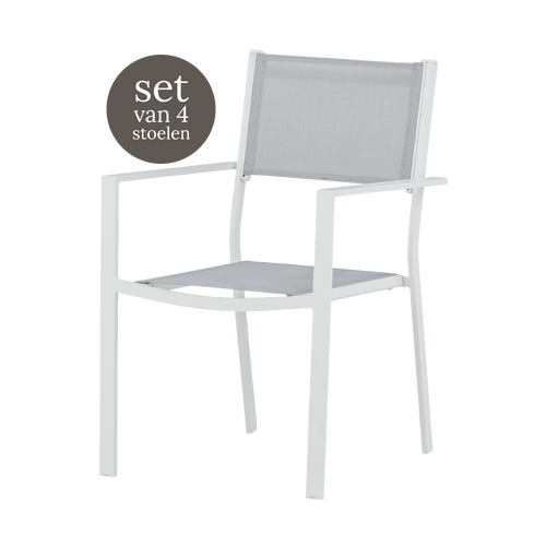 Nest outdoor Narda aluminium tuinstoel lichtgrijs - met armleuningen - set van 4 - vtwonen shop